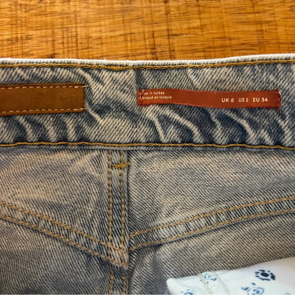 Pilcro Anthropologie Distressed Denim Mini Skirt Light Wash Raw Hem 2 - Picture 7 of 8